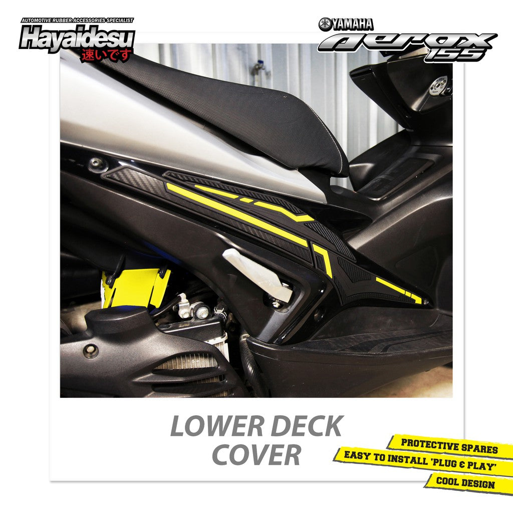 Hayaidesu Lower Deck Protector Aerox Old Aksesoris Decal Variasi Carbon Pelindung Body Aerox