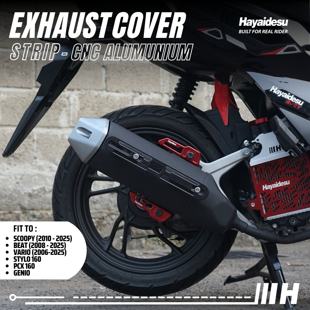 Hayaidesu Exhaust / Knalpot Cover Aluminium CNC (STRIP) Vario/Scoopy/Beat/Stylo/Pcx/Genio