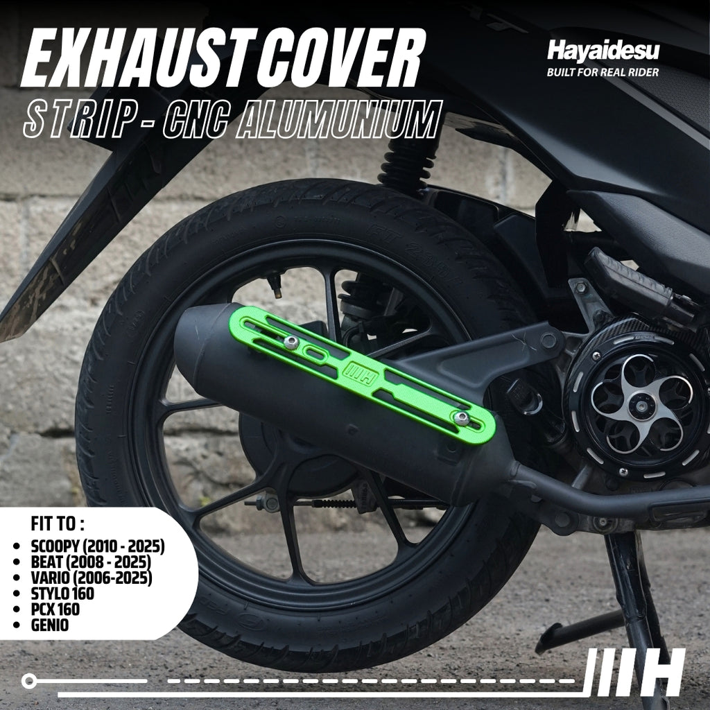 Hayaidesu Exhaust / Knalpot Cover Aluminium CNC (STRIP) Vario/Scoopy/Beat/Stylo/Pcx/Genio