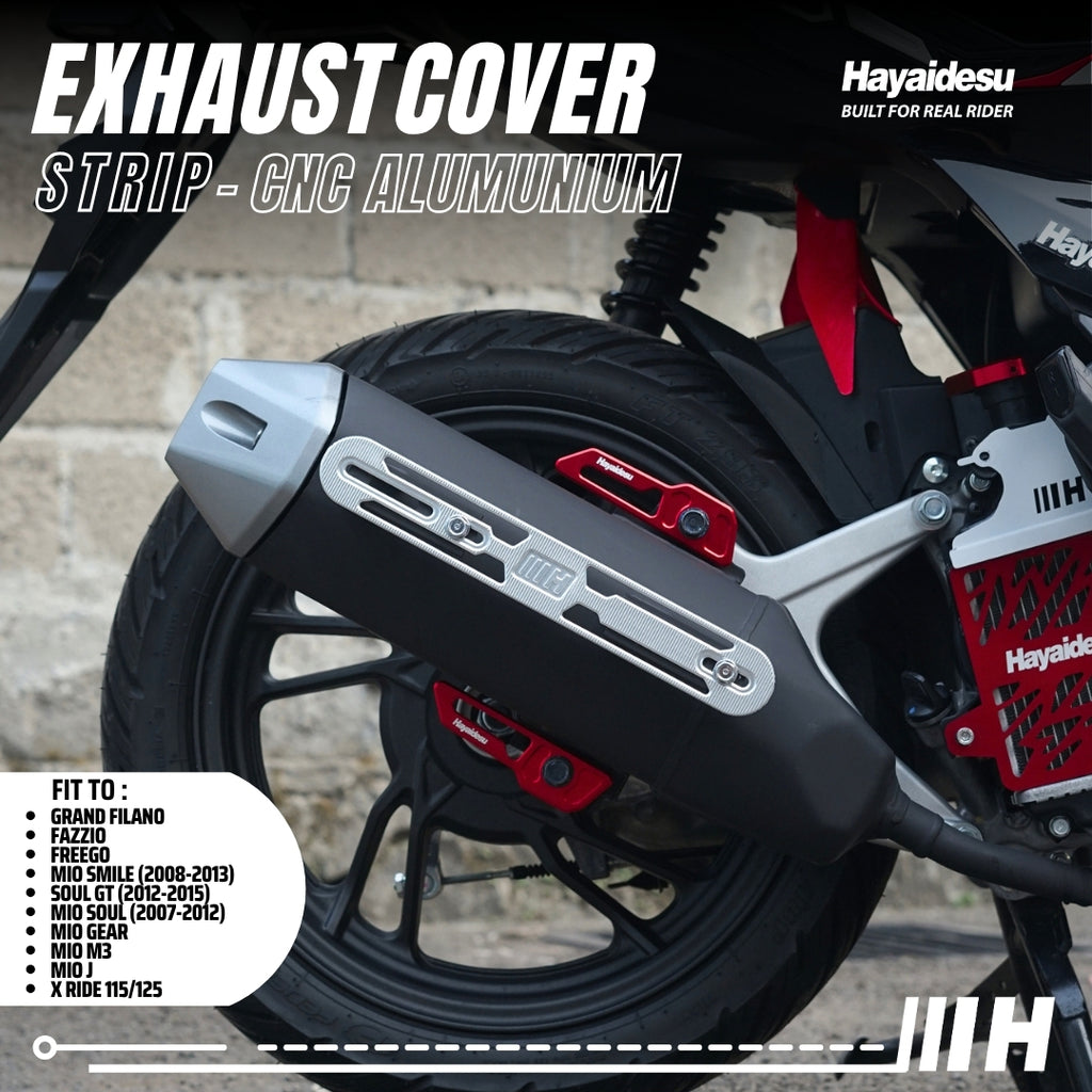Hayaidesu Exhaust / Knalpot Cover Aluminium CNC (STRIP) Mio/Fazzio/Freego/Filano/Soul GT/X-Ride