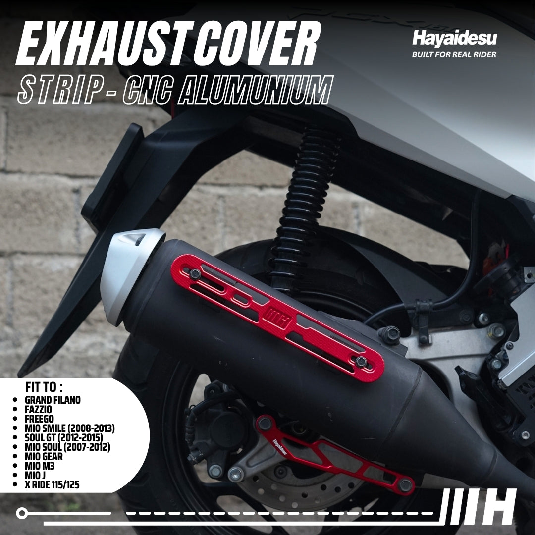 Hayaidesu Exhaust / Knalpot Cover Aluminium CNC (STRIP) Mio/Fazzio/Freego/Filano/Soul GT/X-Ride