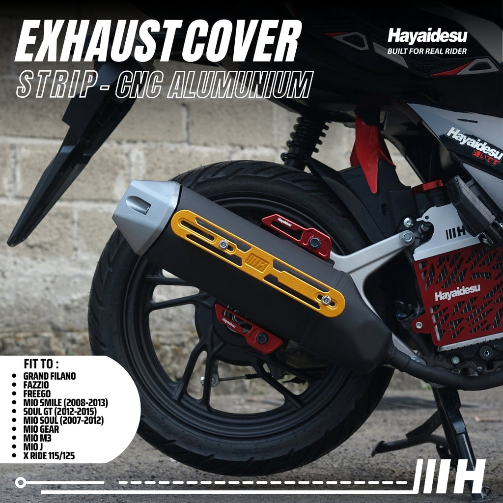 Hayaidesu Exhaust / Knalpot Cover Aluminium CNC (STRIP) Mio/Fazzio/Freego/Filano/Soul GT/X-Ride