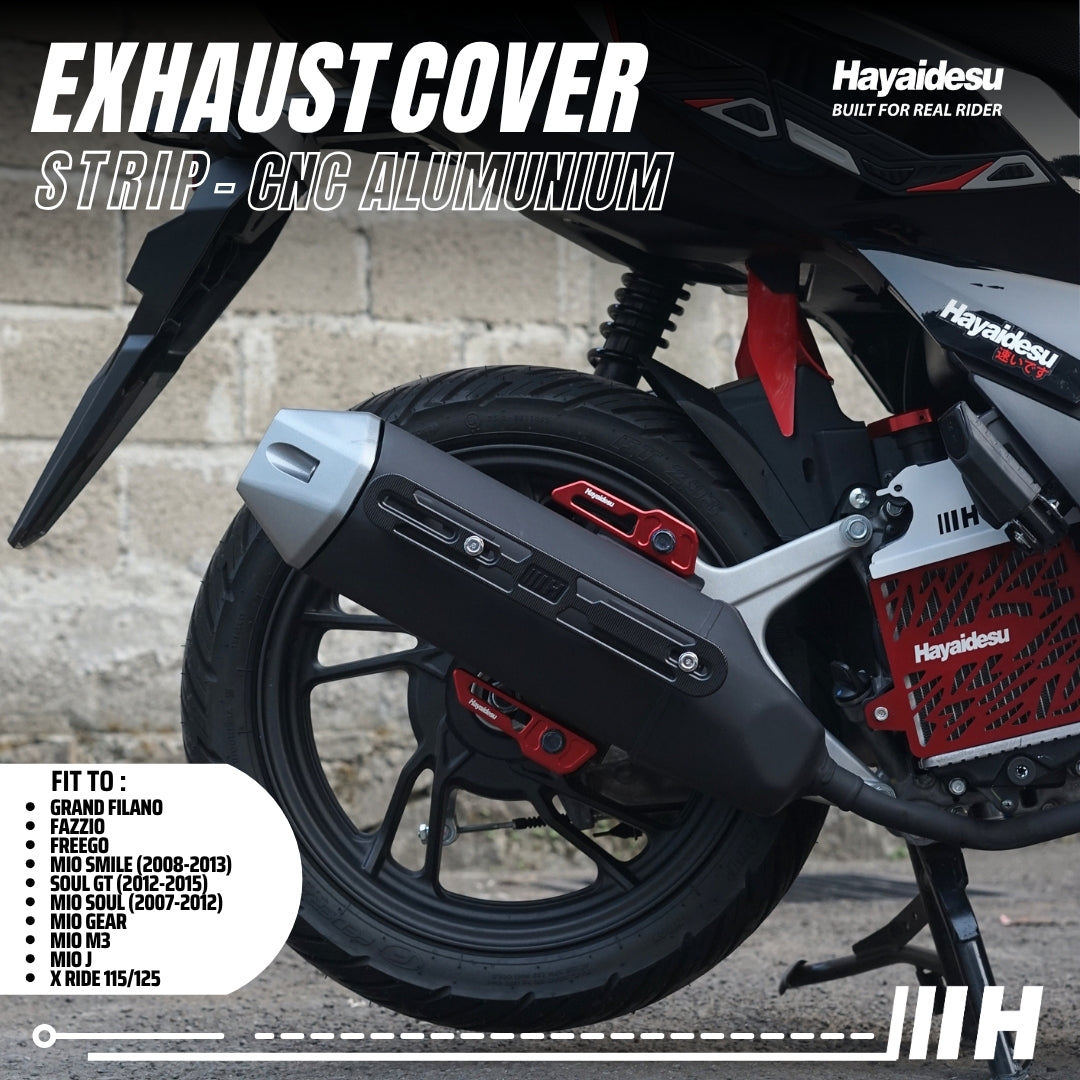 Hayaidesu Exhaust / Knalpot Cover Aluminium CNC (STRIP) Mio/Fazzio/Freego/Filano/Soul GT/X-Ride