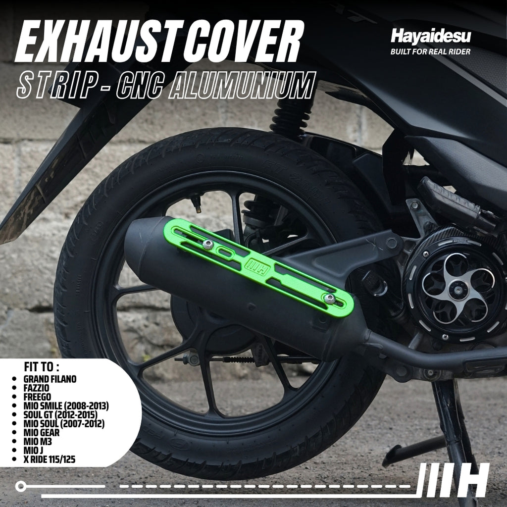 Hayaidesu Exhaust / Knalpot Cover Aluminium CNC (STRIP) Mio/Fazzio/Freego/Filano/Soul GT/X-Ride