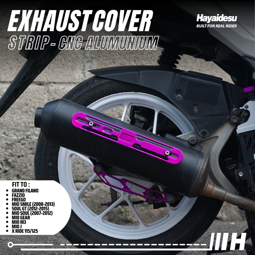 Hayaidesu Exhaust / Knalpot Cover Aluminium CNC (STRIP) Mio/Fazzio/Freego/Filano/Soul GT/X-Ride