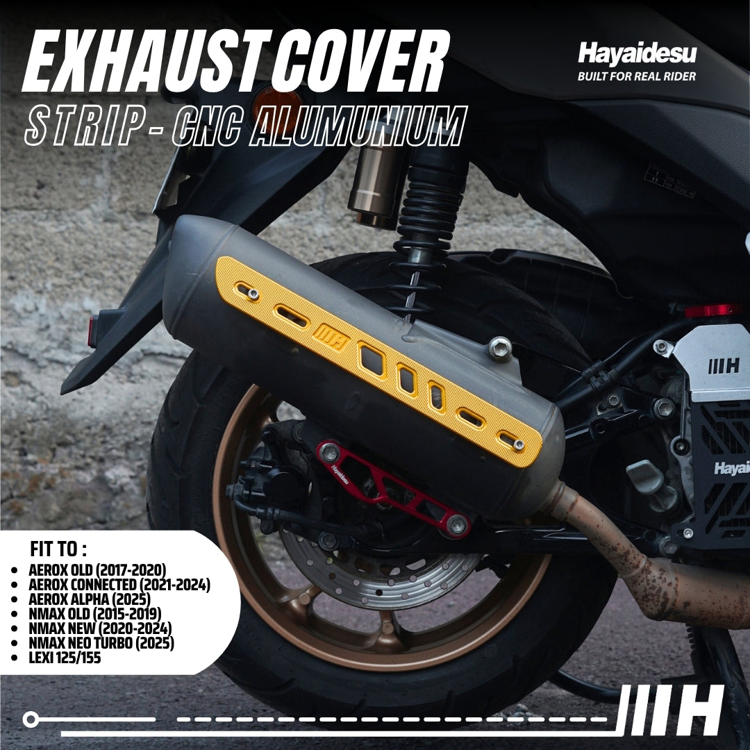 Hayaidesu Exhaust / Knalpot Cover Aluminium CNC (STRIP) NMAX / LEXI / AEROX