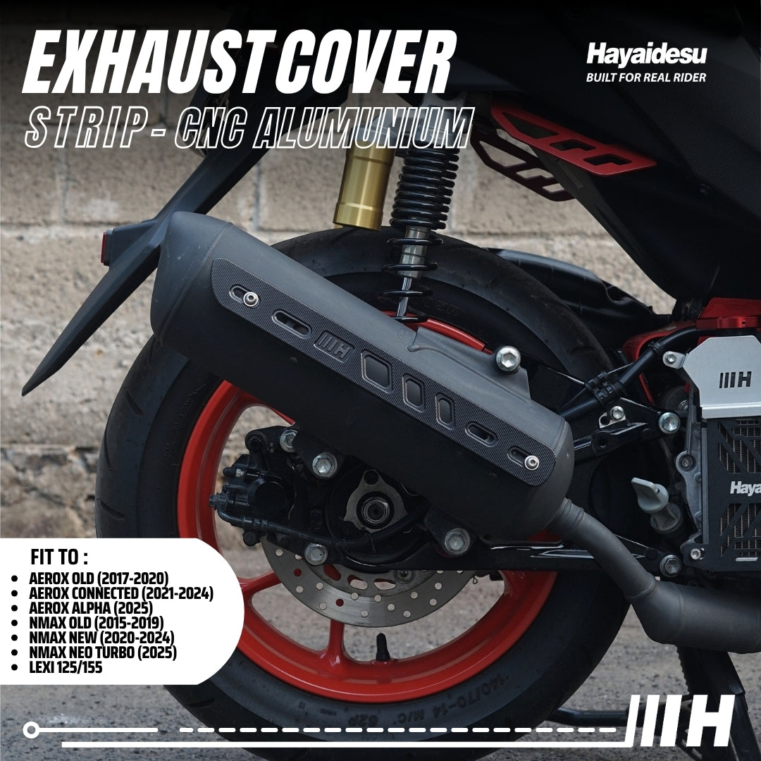 Hayaidesu Exhaust / Knalpot Cover Aluminium CNC (STRIP) NMAX / LEXI / AEROX