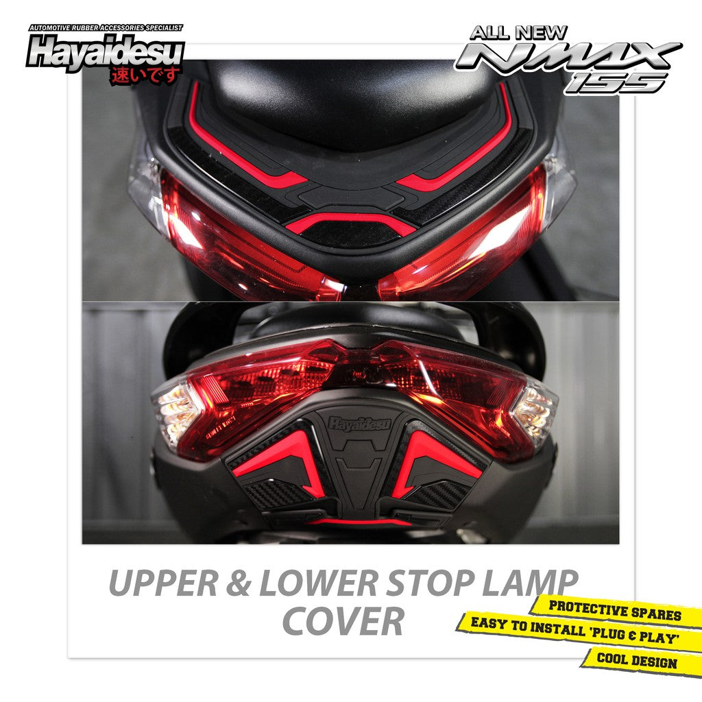 Hayaidesu All New NMAX 2020-2024 Upper & Lower Stop Lamp Cover Variasi Body Protector Aksesoris Motor