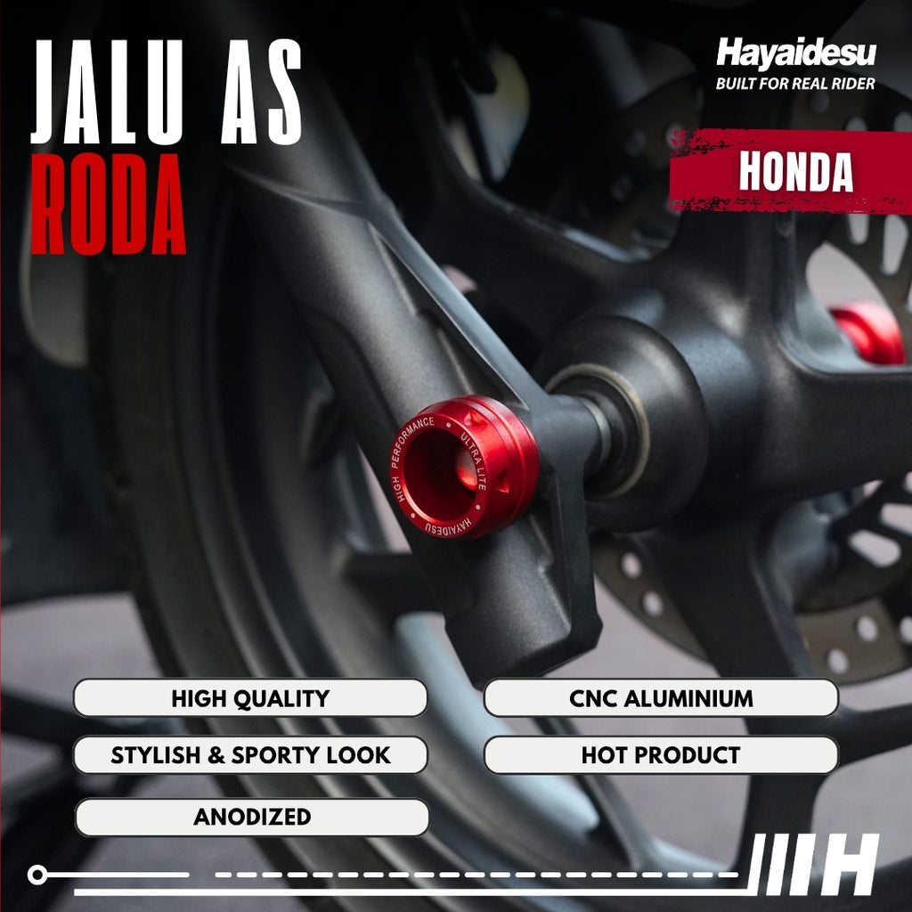 Hayaidesu Jalu As Roda Depan Honda CNC Aluminium Anodize