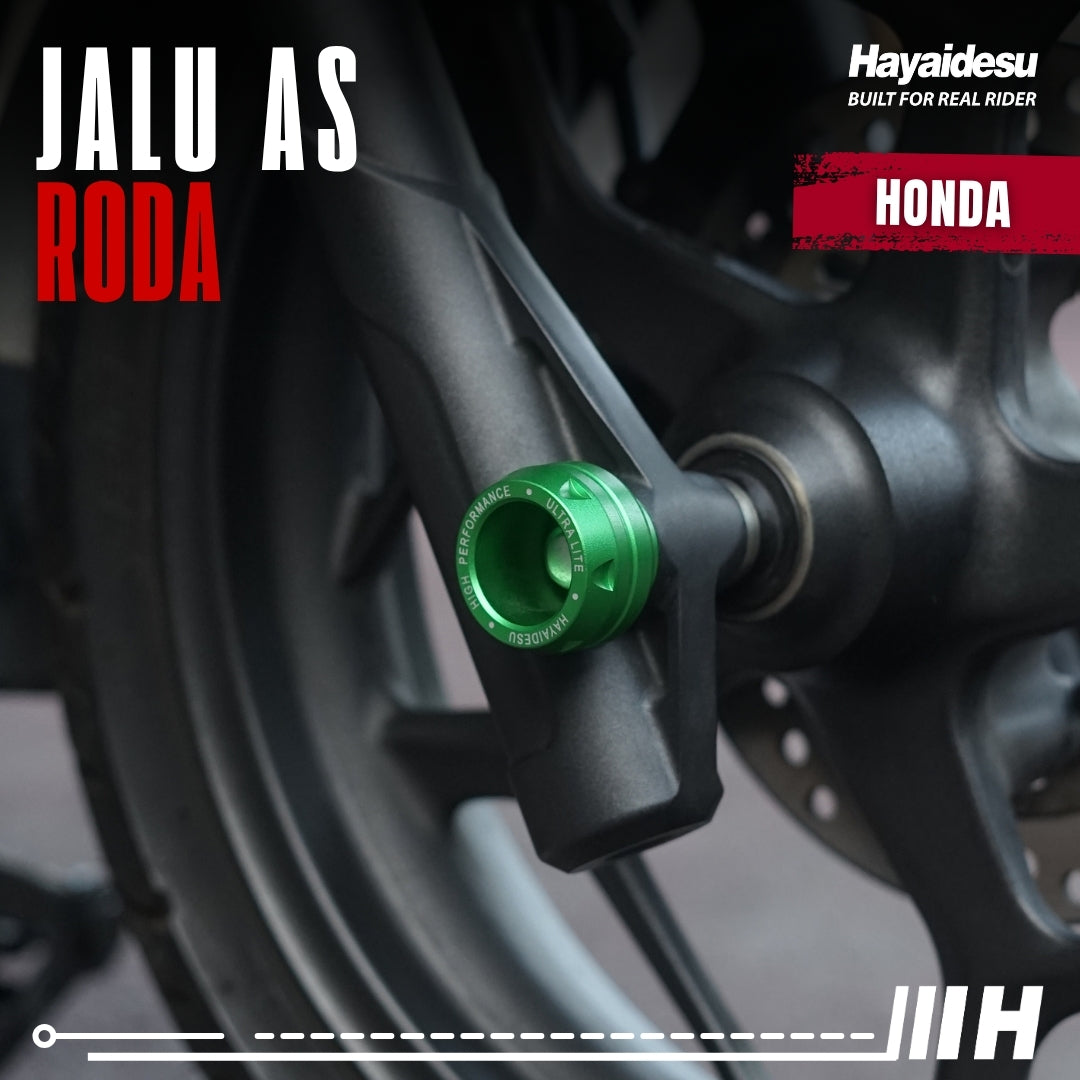 Hayaidesu Jalu As Roda Depan Honda CNC Aluminium Anodize