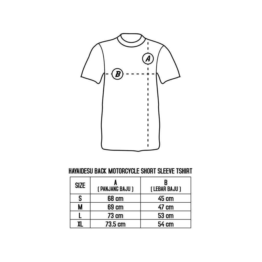 Hayaidesu Motorcycle Back Print T Shirt Short Sleeve