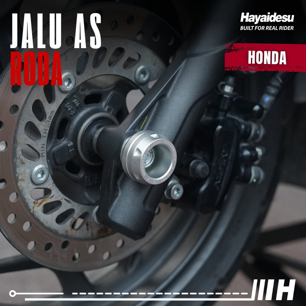 Hayaidesu Jalu As Roda Depan Honda CNC Aluminium Anodize