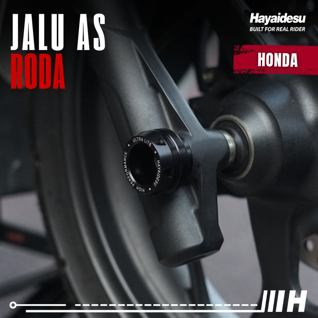 Hayaidesu Jalu As Roda Depan Honda CNC Aluminium Anodize