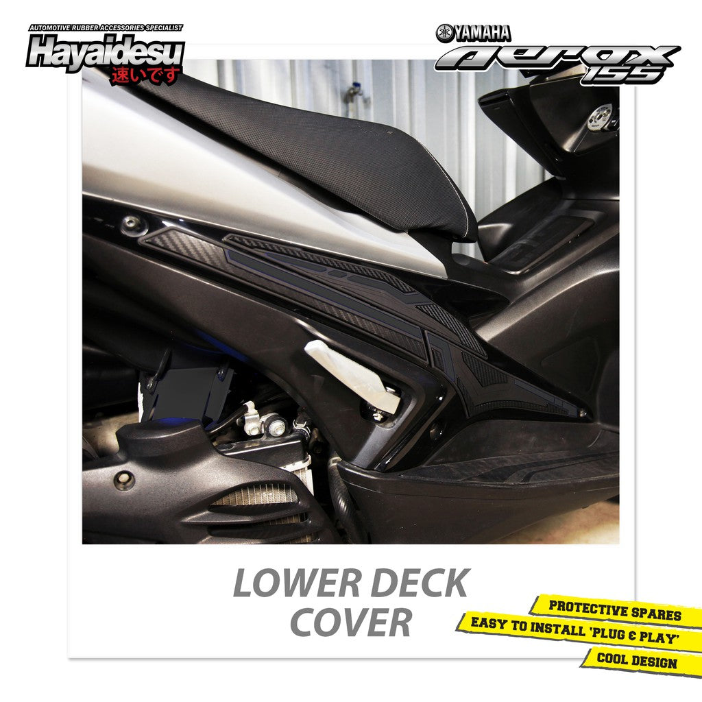 Hayaidesu Lower Deck Protector Aerox Old Aksesoris Decal Variasi Carbon Pelindung Body Aerox