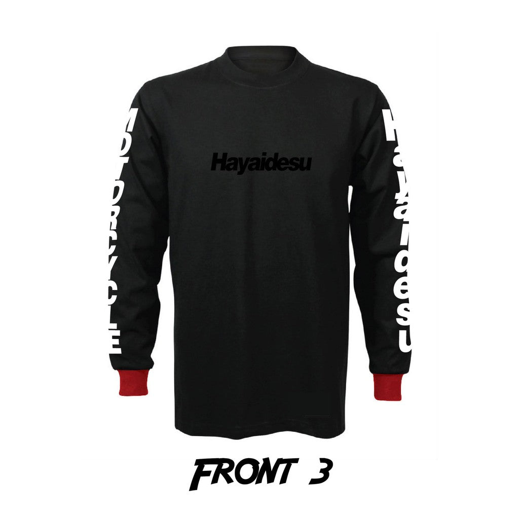 Hayaidesu Black Logo Print T Shirt Long Sleeve
