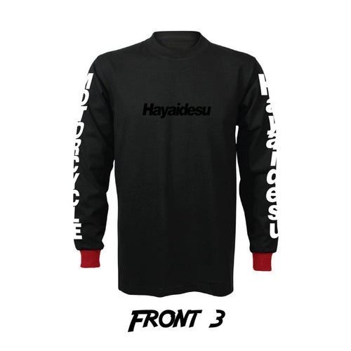 Hayaidesu Black Logo Print T Shirt Long Sleeve
