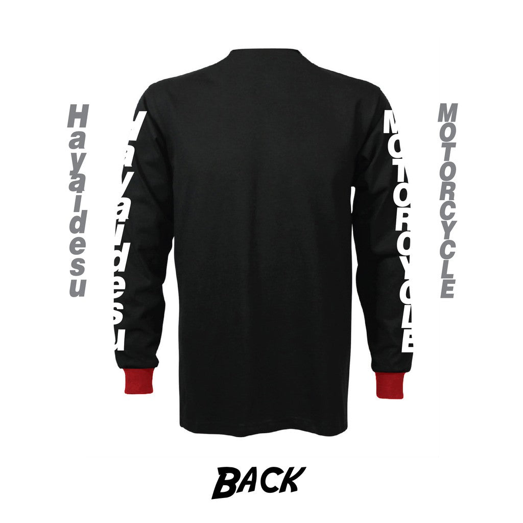 Hayaidesu Black Logo Print T Shirt Long Sleeve
