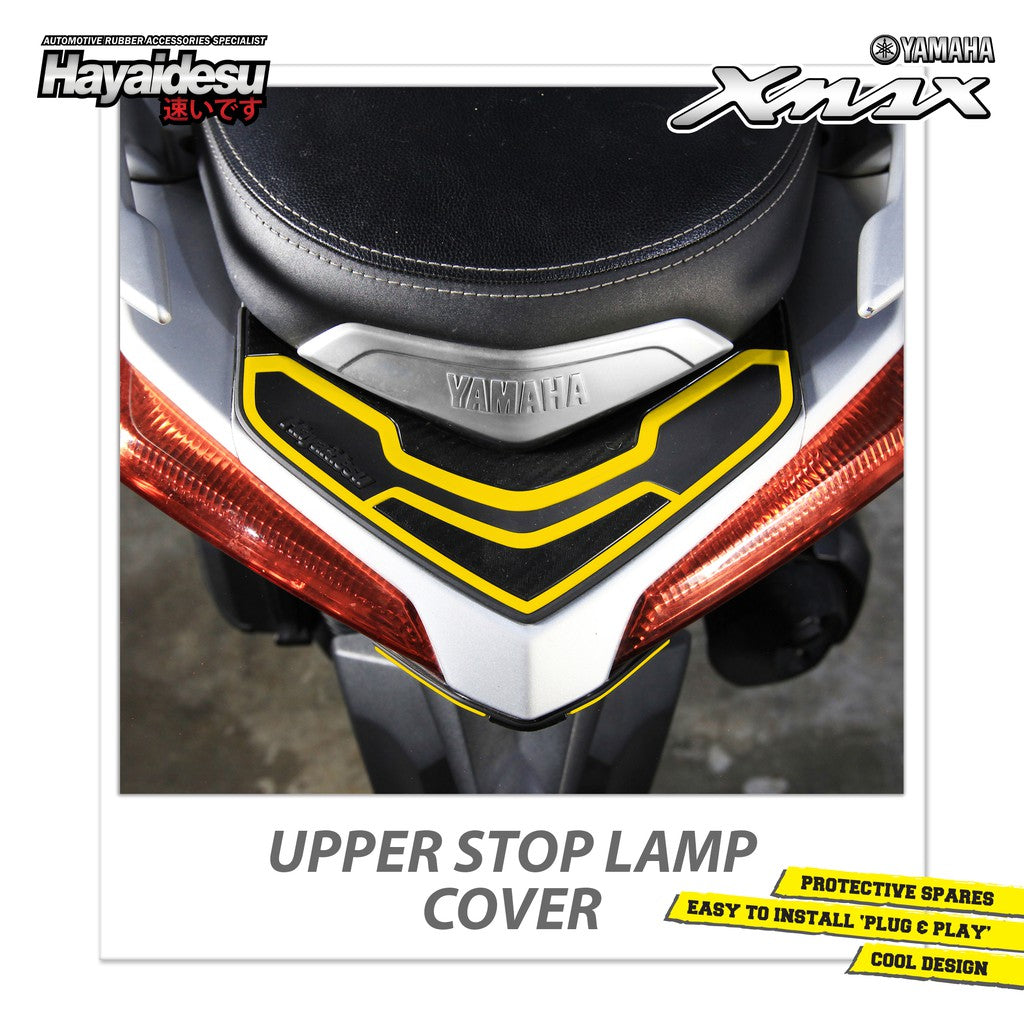 Hayaidesu Upper Stomp Lamp Protector Cover Yamaha XMAX OLD Aksesoris Decal Variasi Carbon Xmax