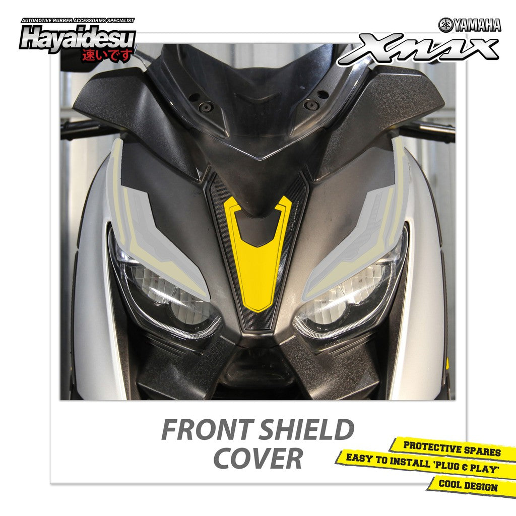 Hayaidesu Front Shield Cover Yamaha XMAX OLD Aksesoris Decal Variasi Carbon Tameng Xmax