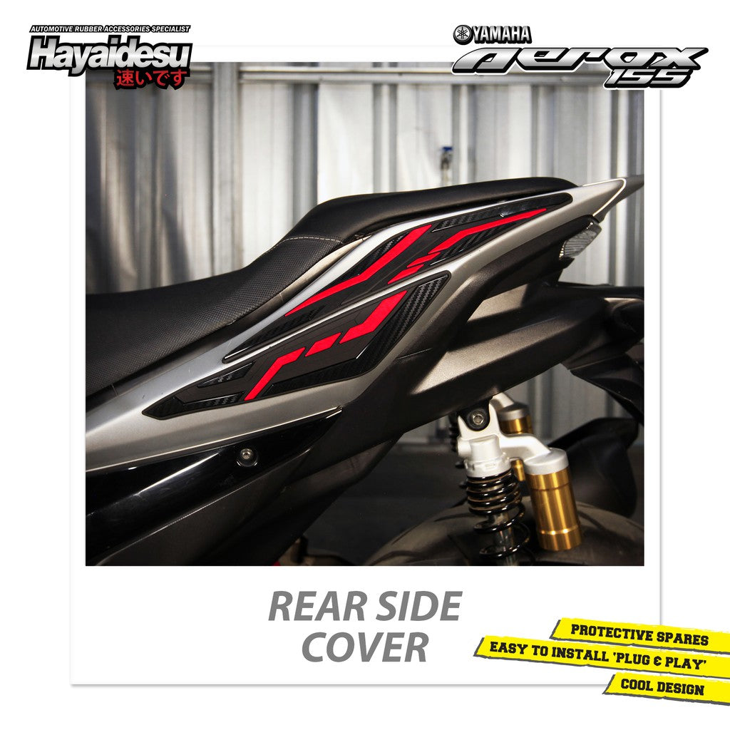 Hayaidesu Rear Side Protector Cover Yamaha Aerox Aksesoris Decal Variasi Carbon Pelindung Body Aerox