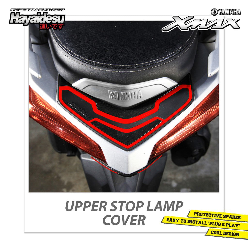 Hayaidesu Upper Stomp Lamp Protector Cover Yamaha XMAX OLD Aksesoris Decal Variasi Carbon Xmax