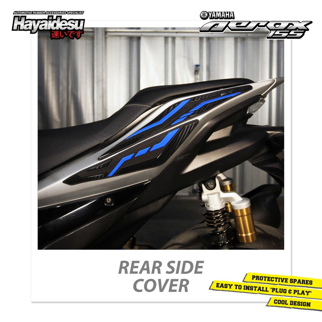 Hayaidesu Rear Side Protector Cover Yamaha Aerox Aksesoris Decal Variasi Carbon Pelindung Body Aerox