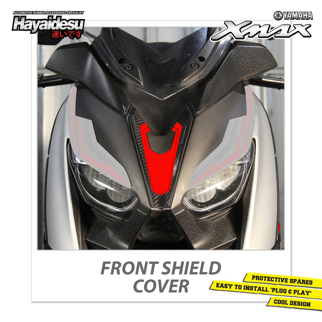 Hayaidesu Front Shield Cover Yamaha XMAX OLD Aksesoris Decal Variasi Carbon Tameng Xmax