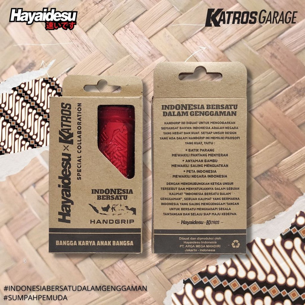 Hayaidesu x Katros Garage  Hand Grip "INDONESIA SATU"  - Universal Handgrip