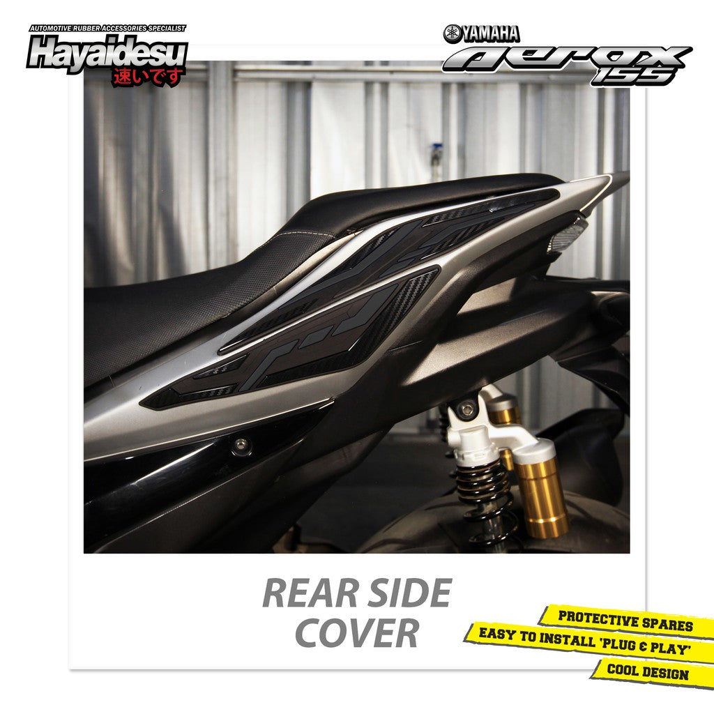Hayaidesu Rear Side Protector Cover Yamaha Aerox Aksesoris Decal Variasi Carbon Pelindung Body Aerox