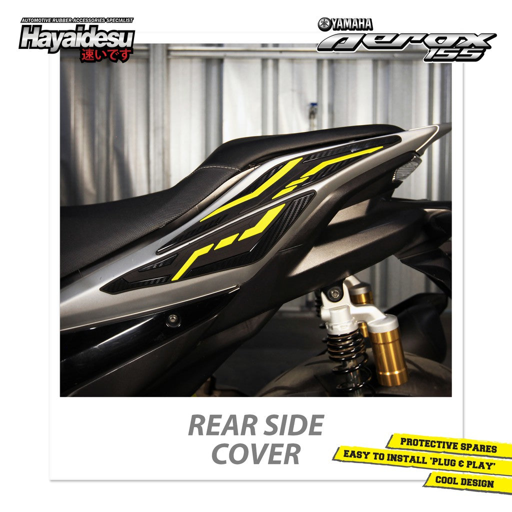 Hayaidesu Rear Side Protector Cover Yamaha Aerox Aksesoris Decal Variasi Carbon Pelindung Body Aerox