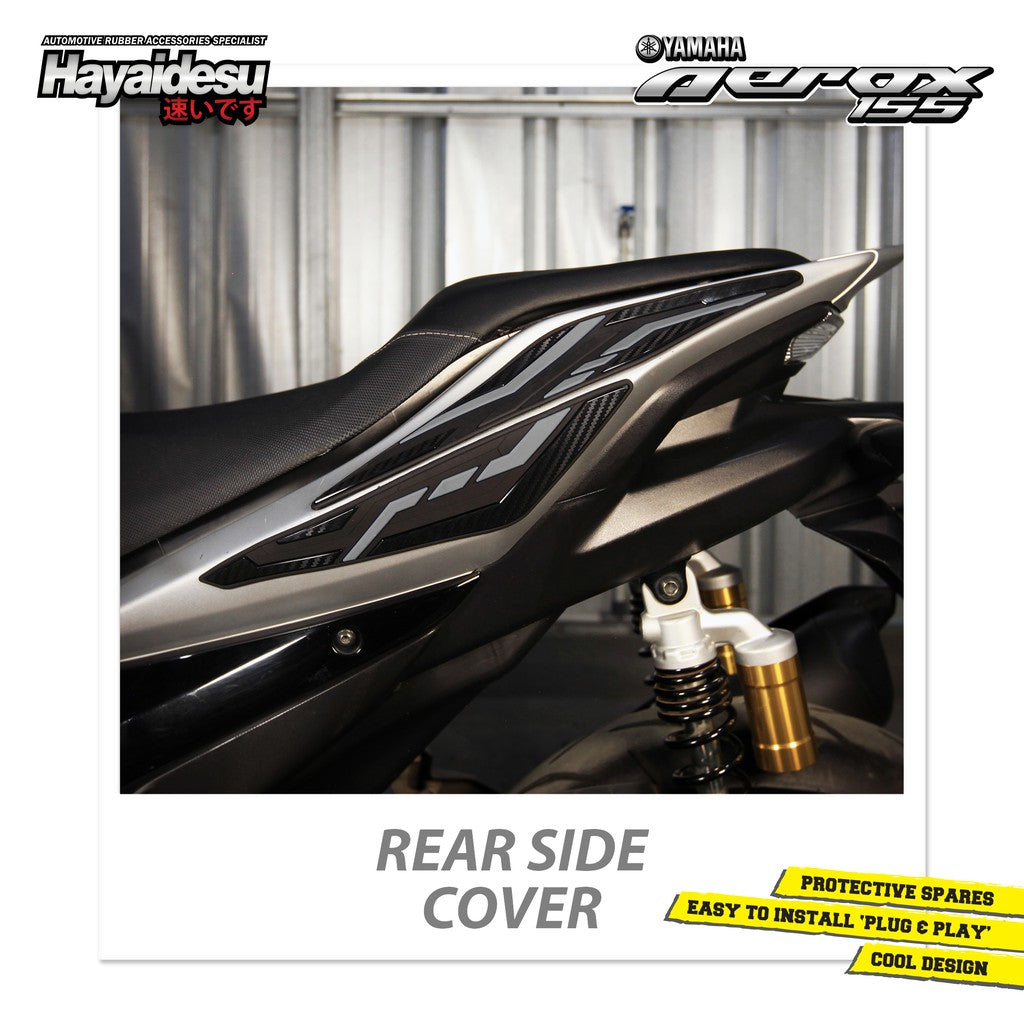 Hayaidesu Rear Side Protector Cover Yamaha Aerox Aksesoris Decal Variasi Carbon Pelindung Body Aerox