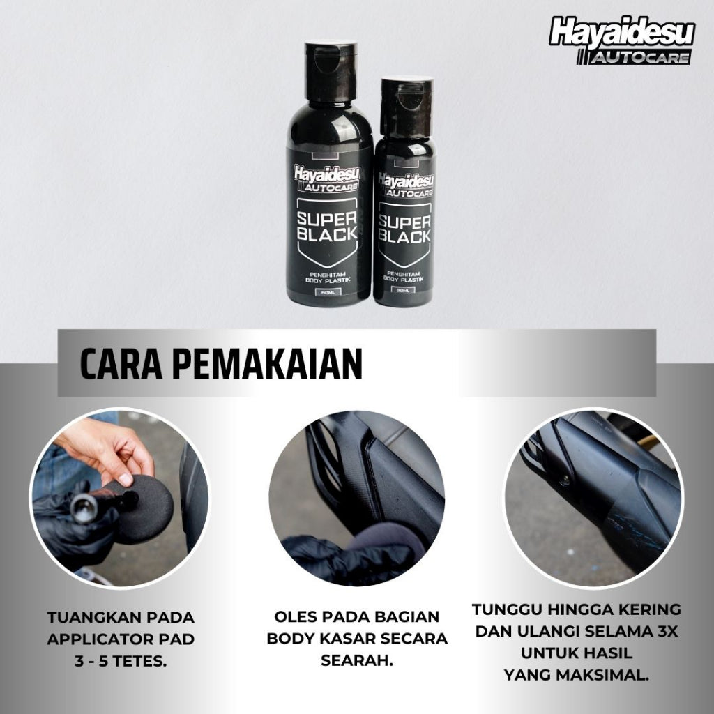 Hayaidesu Super Black/Penghitam Body Plastik Motor