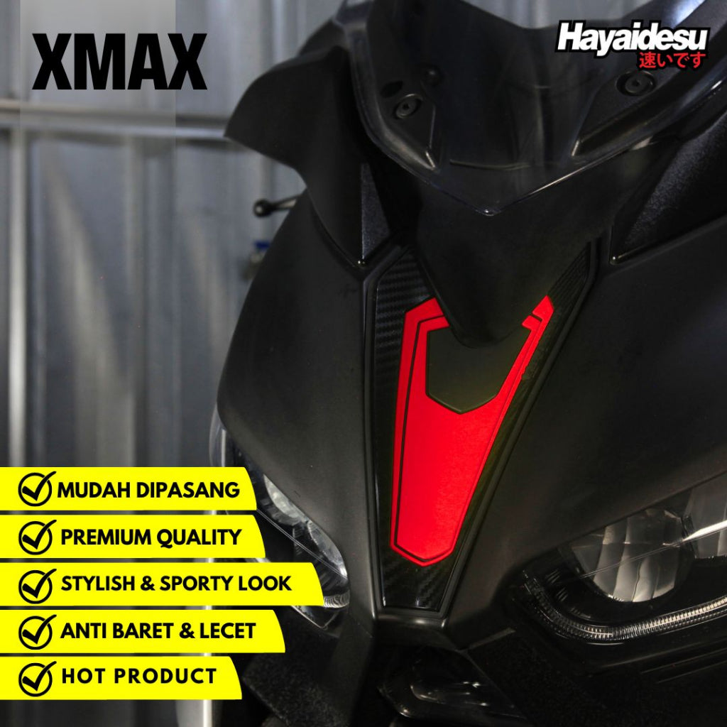 Hayaidesu Front Shield Cover Yamaha XMAX OLD Aksesoris Decal Variasi Carbon Tameng Xmax