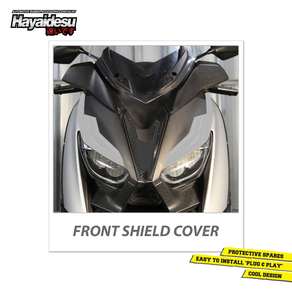 Hayaidesu Front Shield Cover Yamaha XMAX OLD Aksesoris Decal Variasi Carbon Tameng Xmax