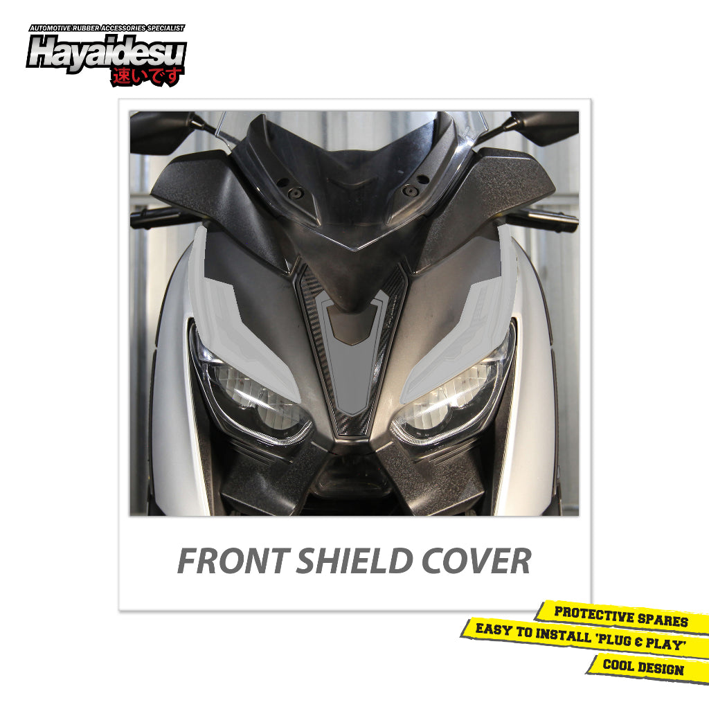Hayaidesu Front Shield Cover Yamaha XMAX OLD Aksesoris Decal Variasi Carbon Tameng Xmax