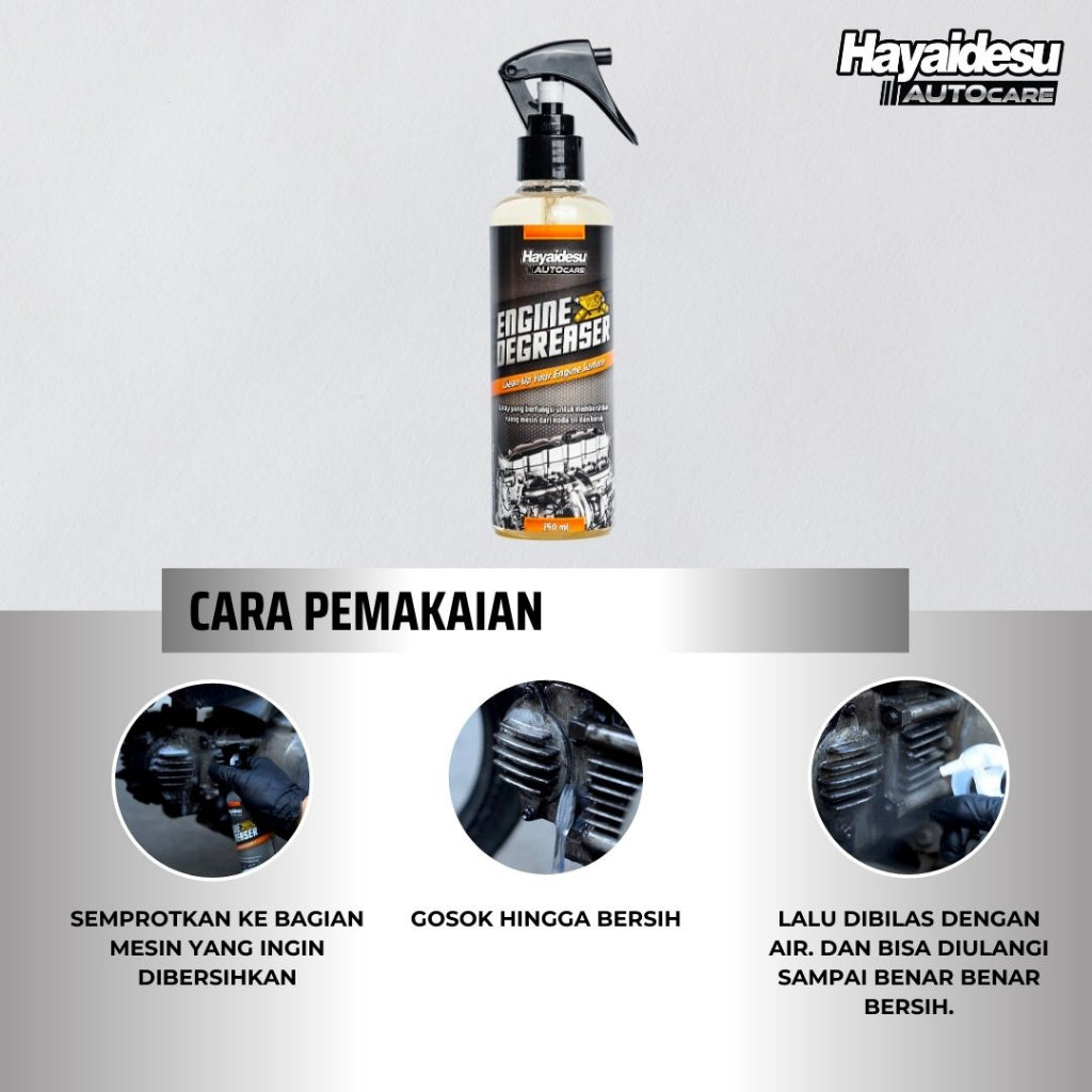 Hayaidesu Autocare Engine Degreaser Membersihkan rantai dan kerak mesin