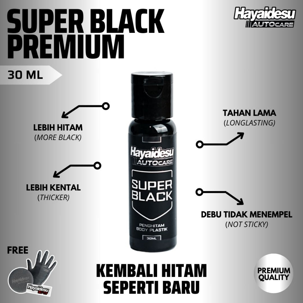 Hayaidesu Super Black/Penghitam Body Plastik Motor