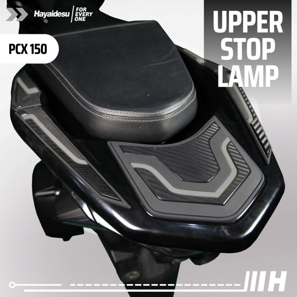 Hayaidesu Upper Stop Lamp & Behel Protector Cover Honda PCX 150 Aksesoris Decal Variasi Carbon