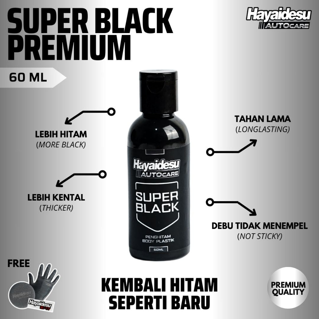 Hayaidesu Super Black/Penghitam Body Plastik Motor