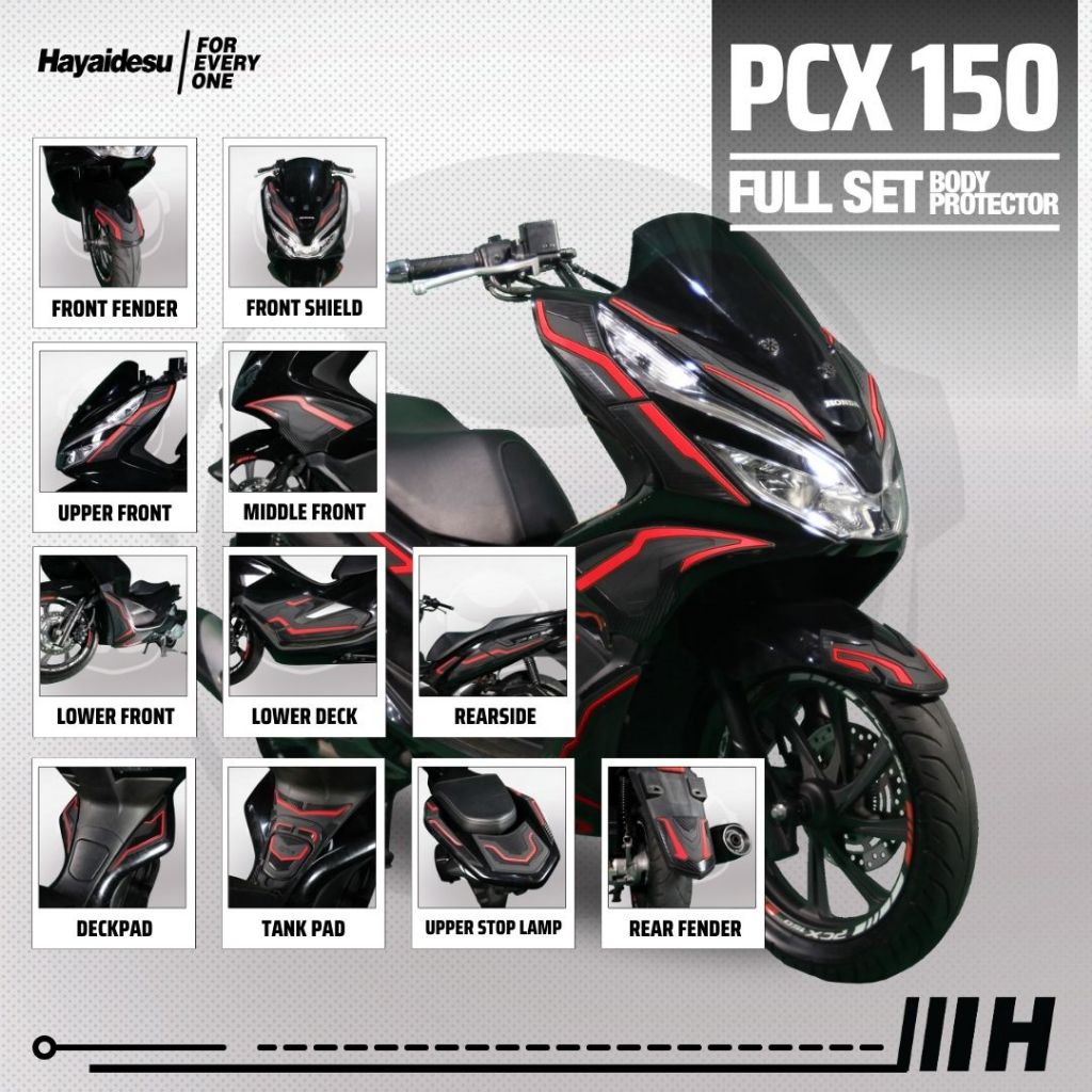 Hayaidesu Full Set Body Protector Honda PCX 150 Aksesoris Decal Variasi Carbon Pelindung Body PCX150