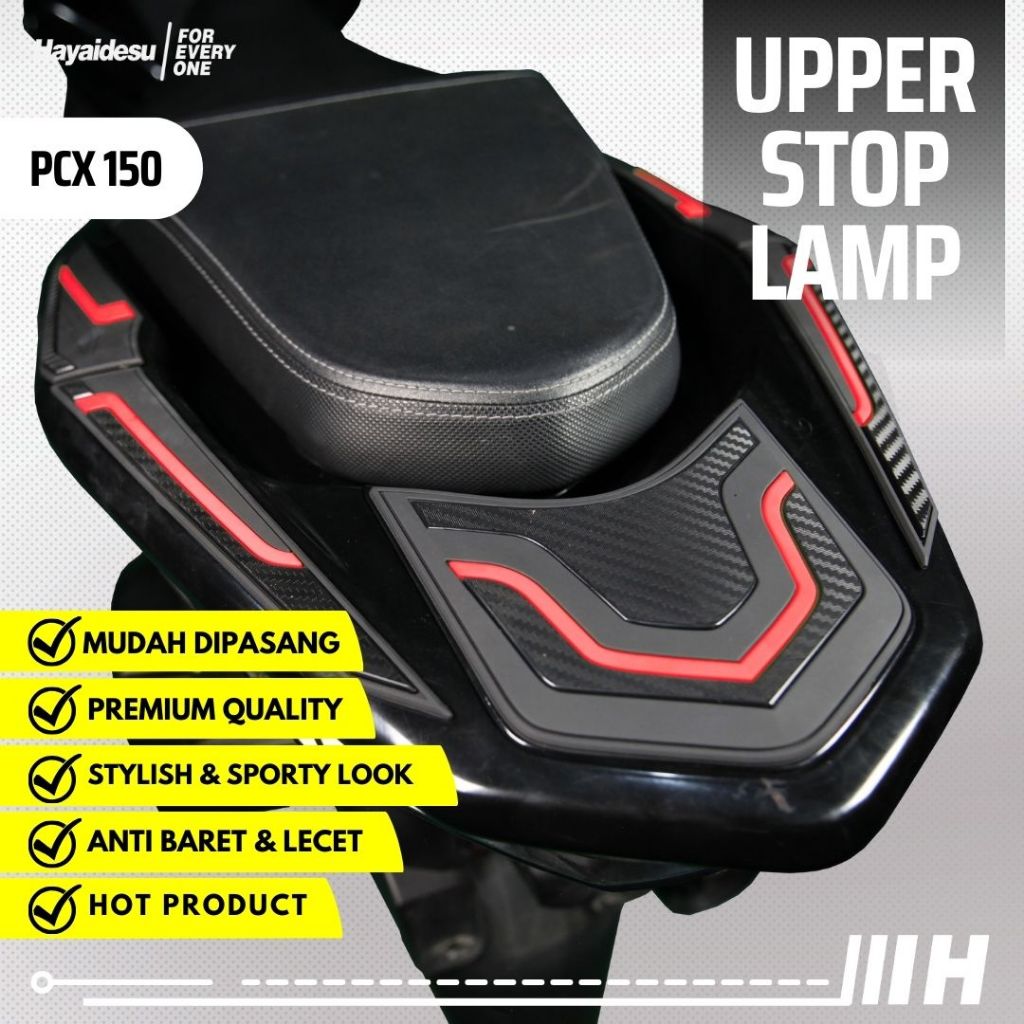Hayaidesu Upper Stop Lamp & Behel Protector Cover Honda PCX 150 Aksesoris Decal Variasi Carbon