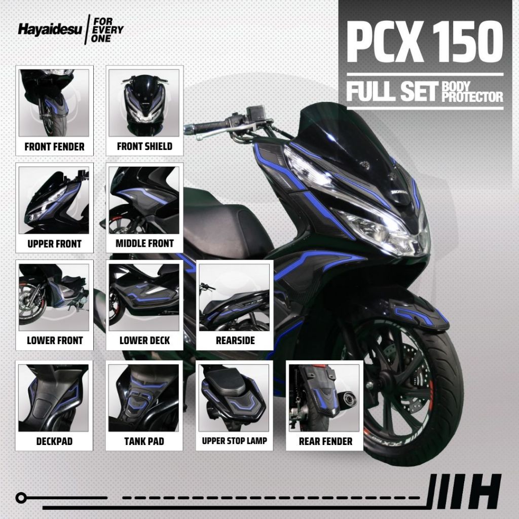 Hayaidesu Full Set Body Protector Honda PCX 150 Aksesoris Decal Variasi Carbon Pelindung Body PCX150