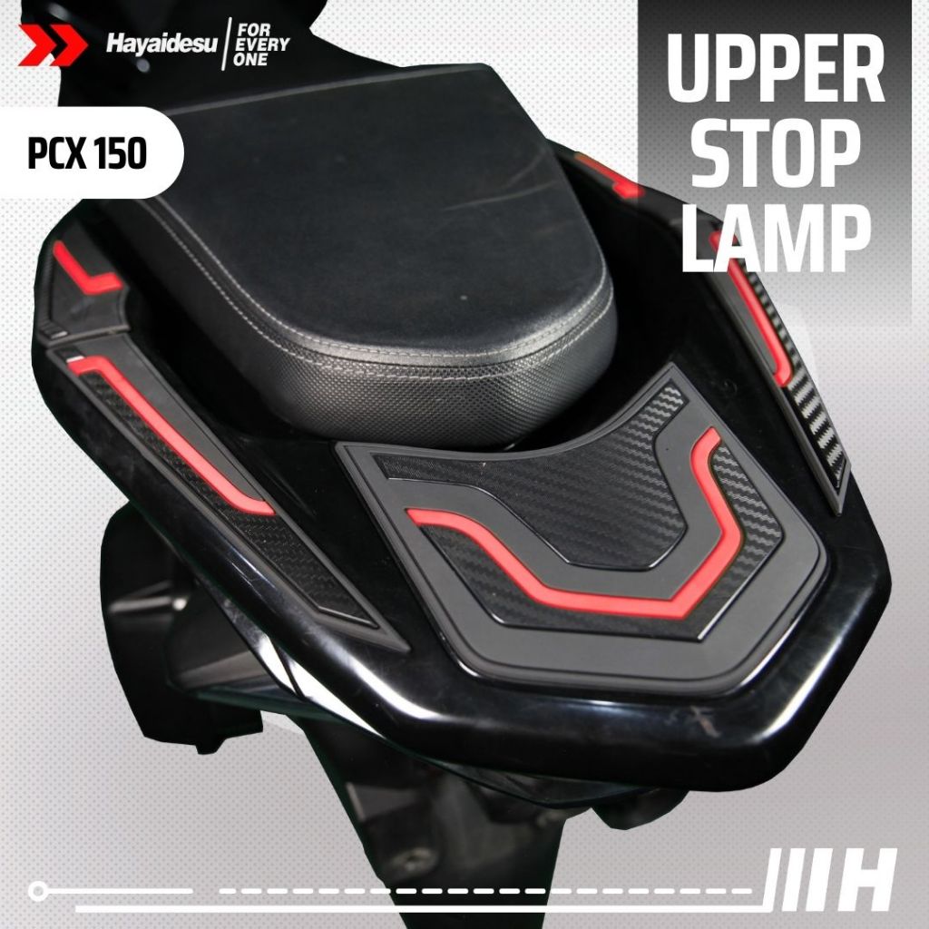 Hayaidesu Upper Stop Lamp & Behel Protector Cover Honda PCX 150 Aksesoris Decal Variasi Carbon