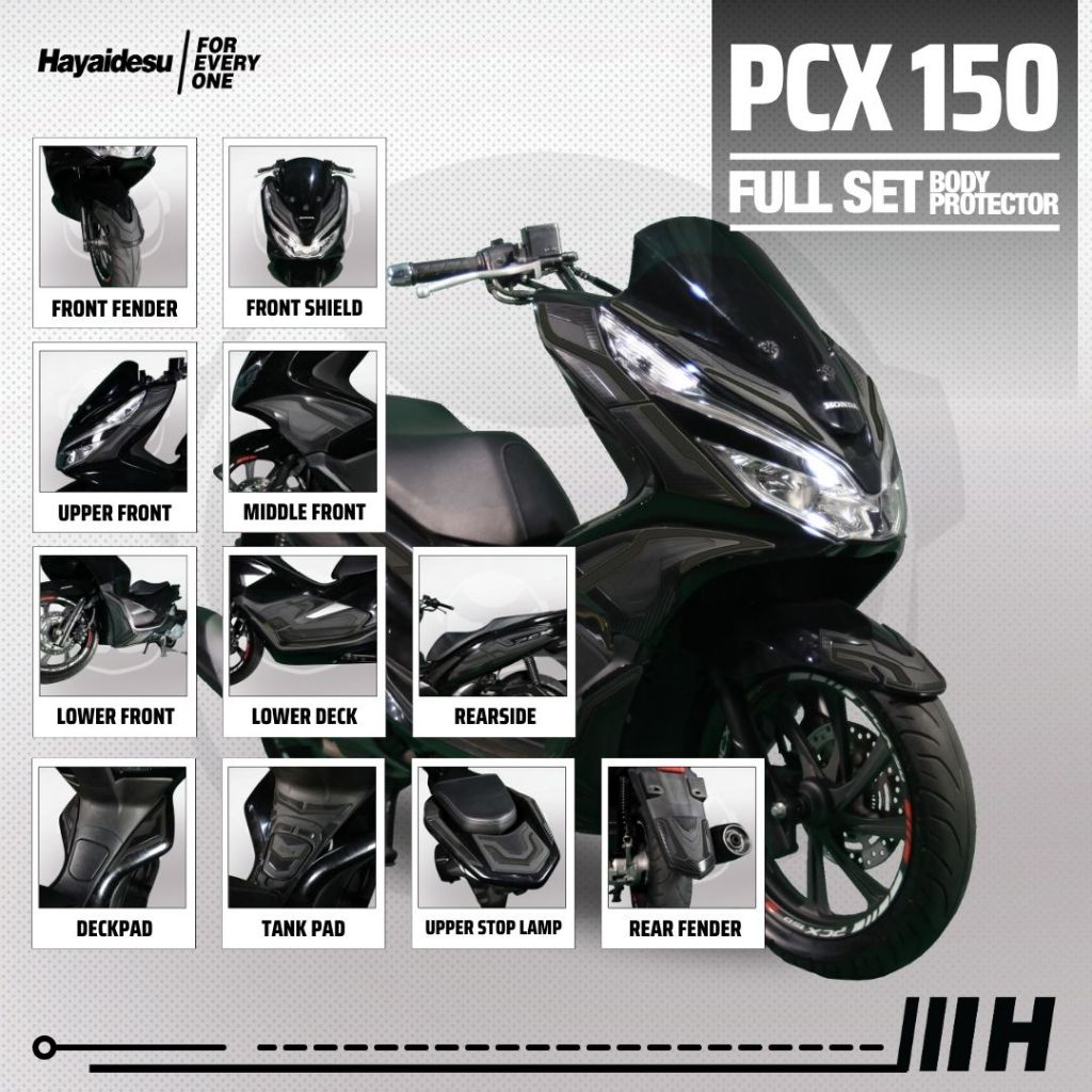Hayaidesu Full Set Body Protector Honda PCX 150 Aksesoris Decal Variasi Carbon Pelindung Body PCX150