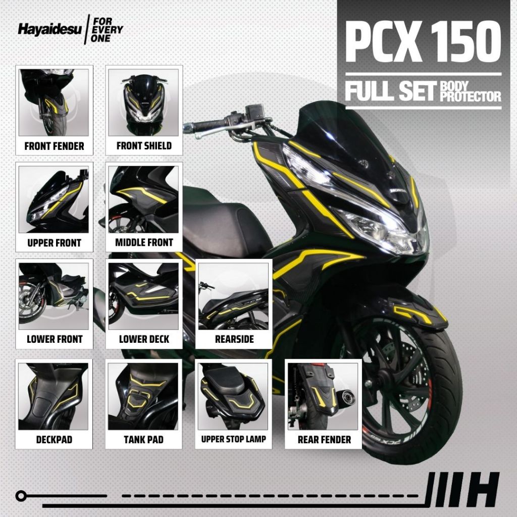Hayaidesu Full Set Body Protector Honda PCX 150 Aksesoris Decal Variasi Carbon Pelindung Body PCX150