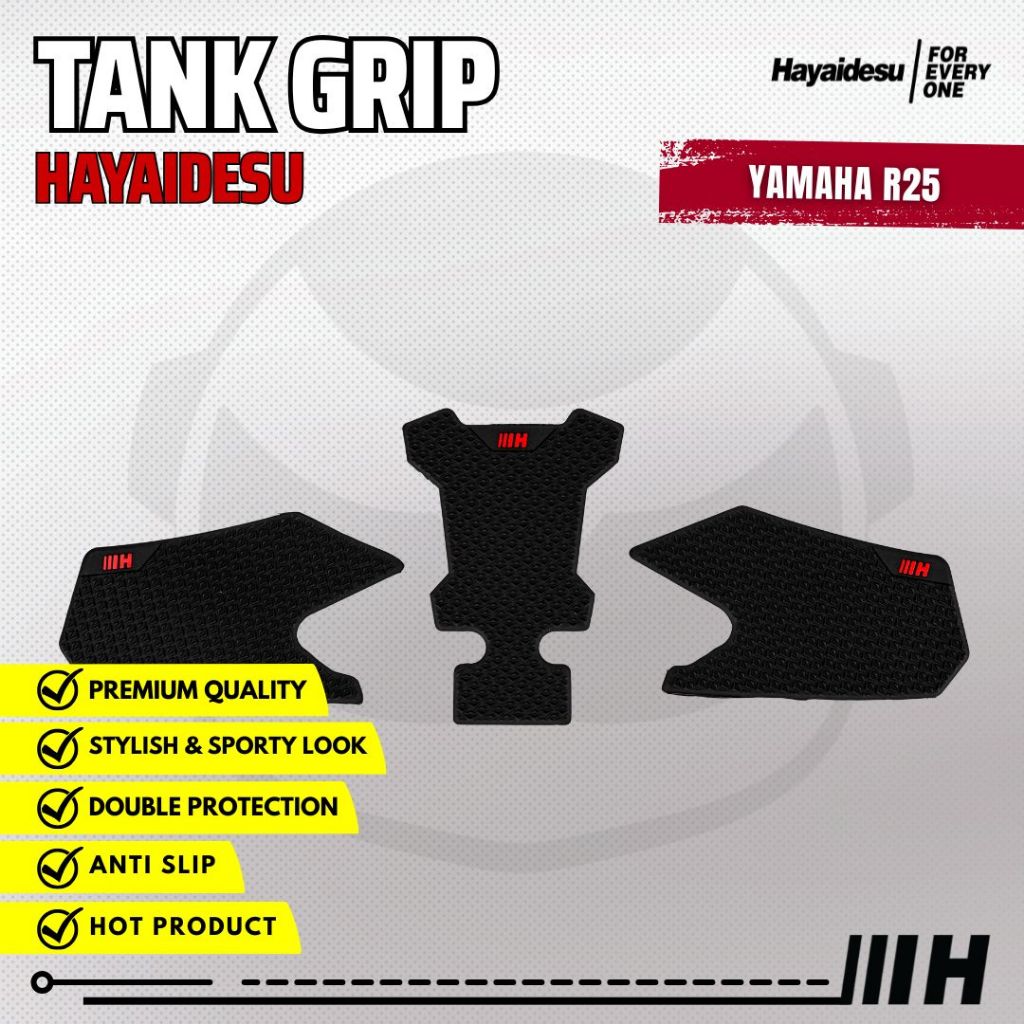 Hayaidesu Tank Pad & Tank Grip Yamaha R25 - Piranha Skin Motive