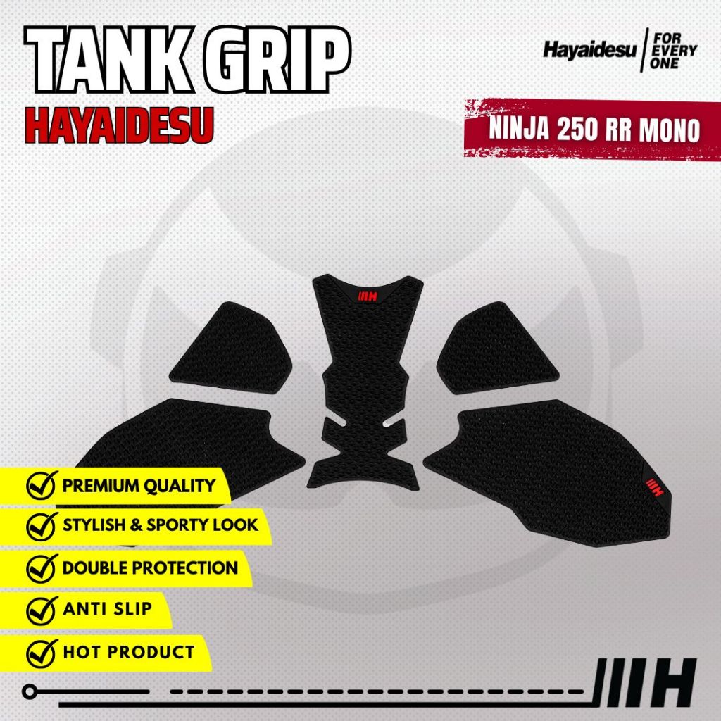 Hayaidesu Tank Pad & Tank Grip Cover Ninja 250 RR MONO - Piranha Skin Motive