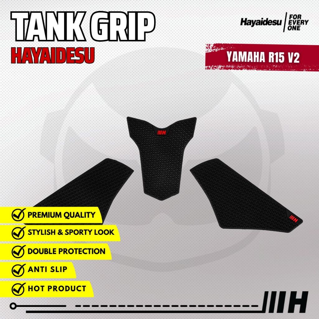 Hayaidesu Tank Pad & Tank Grip Yamaha R15 V2 - Piranha Skin Motive