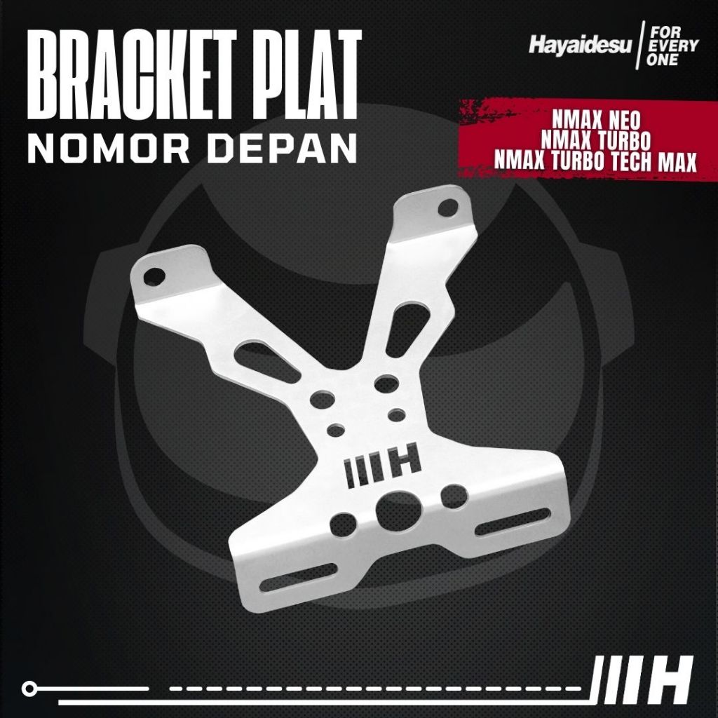 Hayaidesu Bracket Plate Number Depan Yamaha Nmax NEO/S,TURBO/TECHMAX- Dudukan Plat Nomor Depan