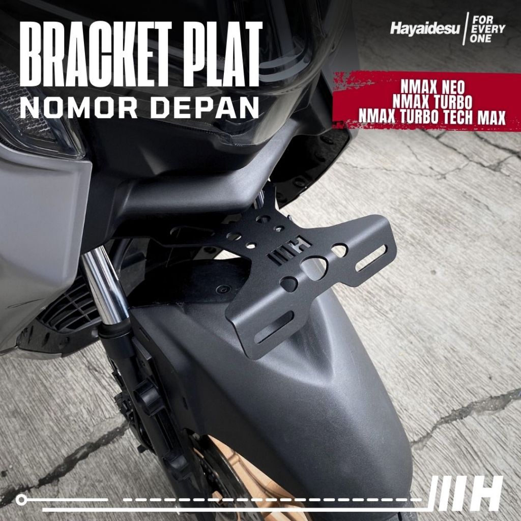 Hayaidesu Bracket Plate Number Depan Yamaha Nmax NEO/S,TURBO/TECHMAX- Dudukan Plat Nomor Depan